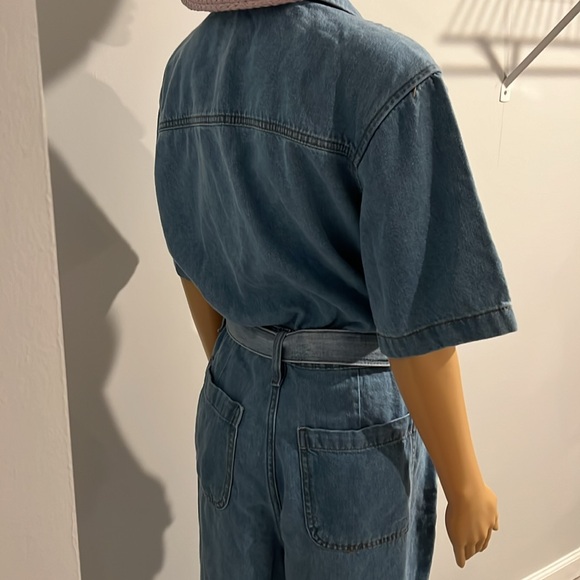 Women's Denim Cargo Jumpsuit - Universal Thread™ Medium Wash, wide legs - Picture 10 of 14